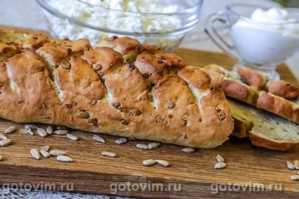 Хлеб творожный с семечками (без дрожжей)