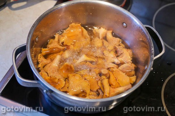 Куриная грудка с лисичками и соусом с голубым сыром