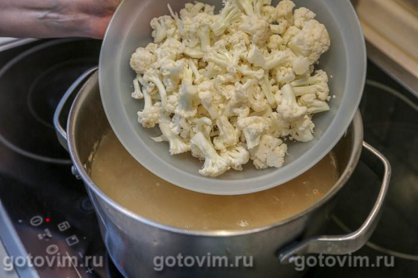 Суп из свинины с цветной капустой и чечевицей